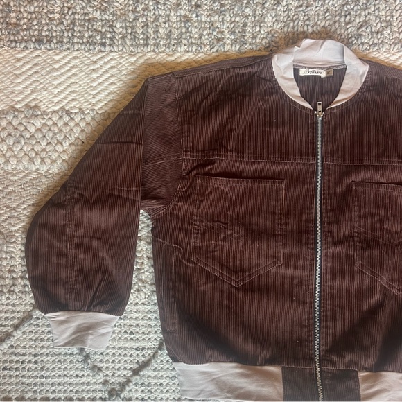 Brown Corduroy Bomber Jacket - Zip Front - Picture 2 of 9